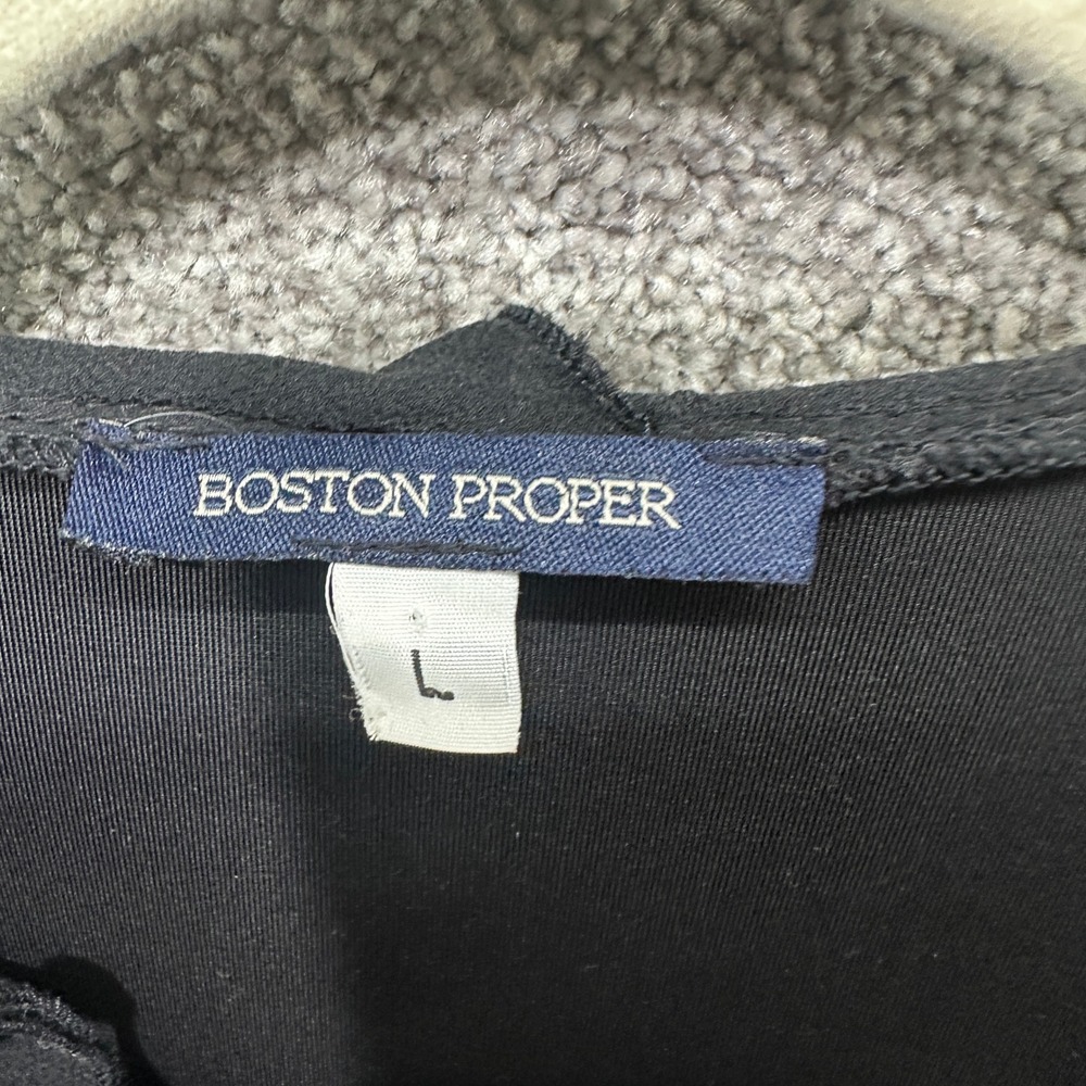 Boston Proper Cardigan Jacket Women Large Black Velvet Ruffle Open Front Sweater - Picture 3 of 6